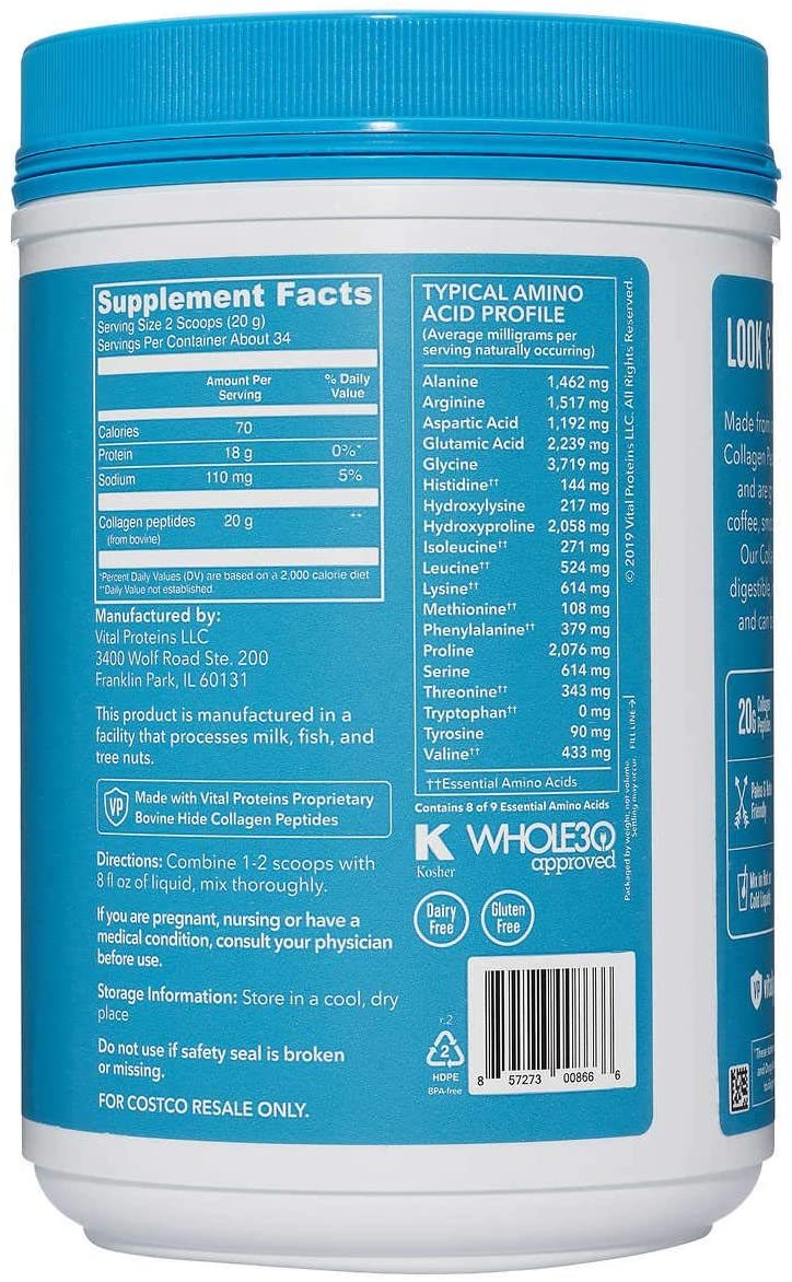 Vital Proteins Natural Whole Nutrition Collagen Peptides Pasture Raise,24 Oz Dietary Supplements