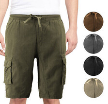 Men's Multi Pocket Drawstring Lightweight Elastic Waist Army Cargo Shorts