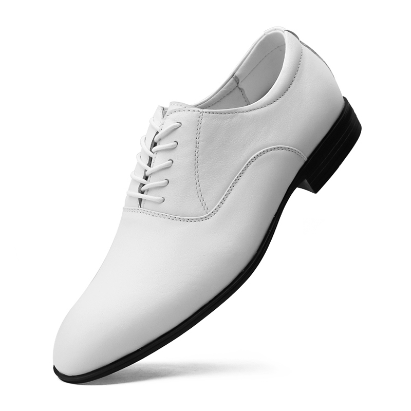 Men White Suiting Oxford Black Sole Real Leather Single Vamp Formal ...