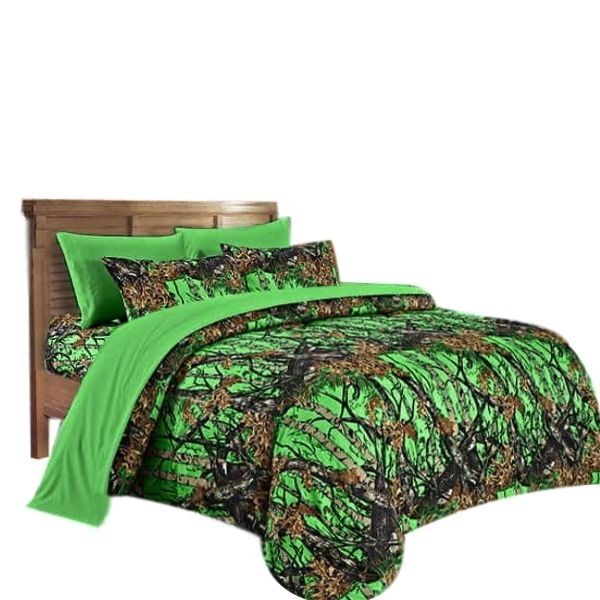 LIME CAMO SHEET SET! FULL SIZE BEDDING 6 PC CAMOUFLAGE LIGHT YELLOW GREEN