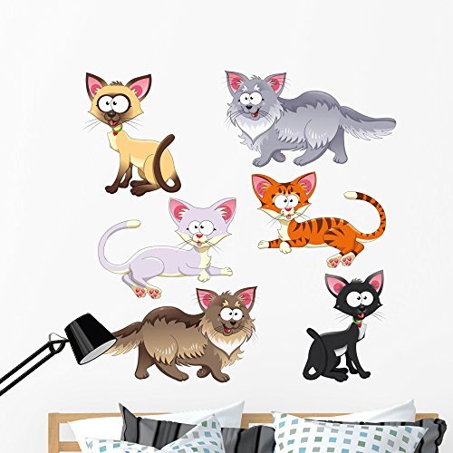 Wallmonkeys Cartoon Alley Cats Wall Decal Sticker Set Individual Peel