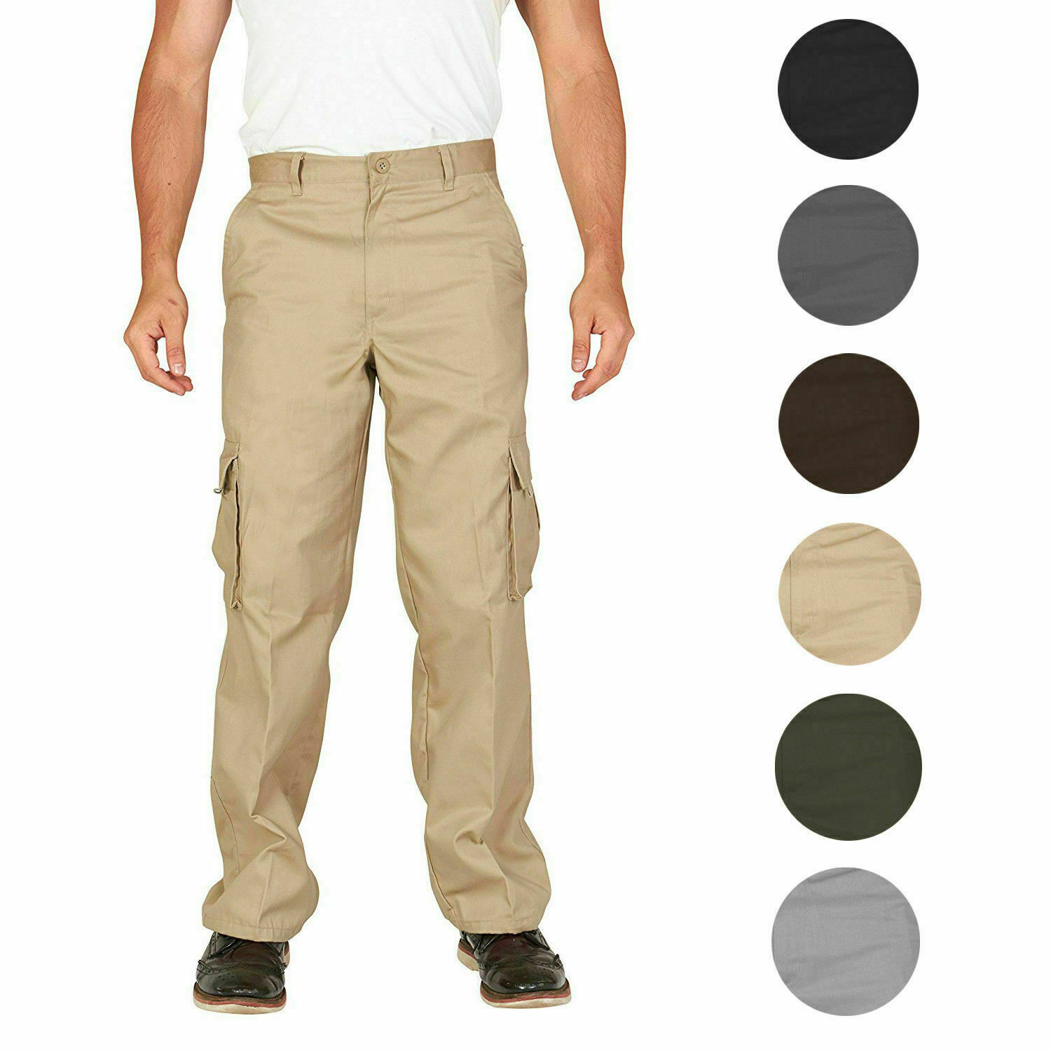 Men's Tactical Combat Military Army Work Twill Cargo Pants Trousers- Pants