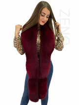 Fox Fur Stole 63' (160cm) Fur Boa Saga Furs Tails / Cuffs / Headband Burgundy image 3