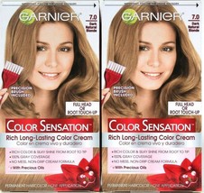 2 Boxes Garnier Color Sensation Cream 7.0 Dark Natural Blonde Permanent Dye