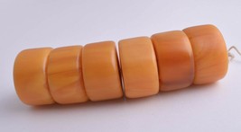 LARGE Vintage African Trade Beads-Simulated Amber Strand - $92.22