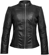 Womens Black Cafe Racer Casual Vintage Slim Fit Faux Leather Moto Biker ... - $94.00