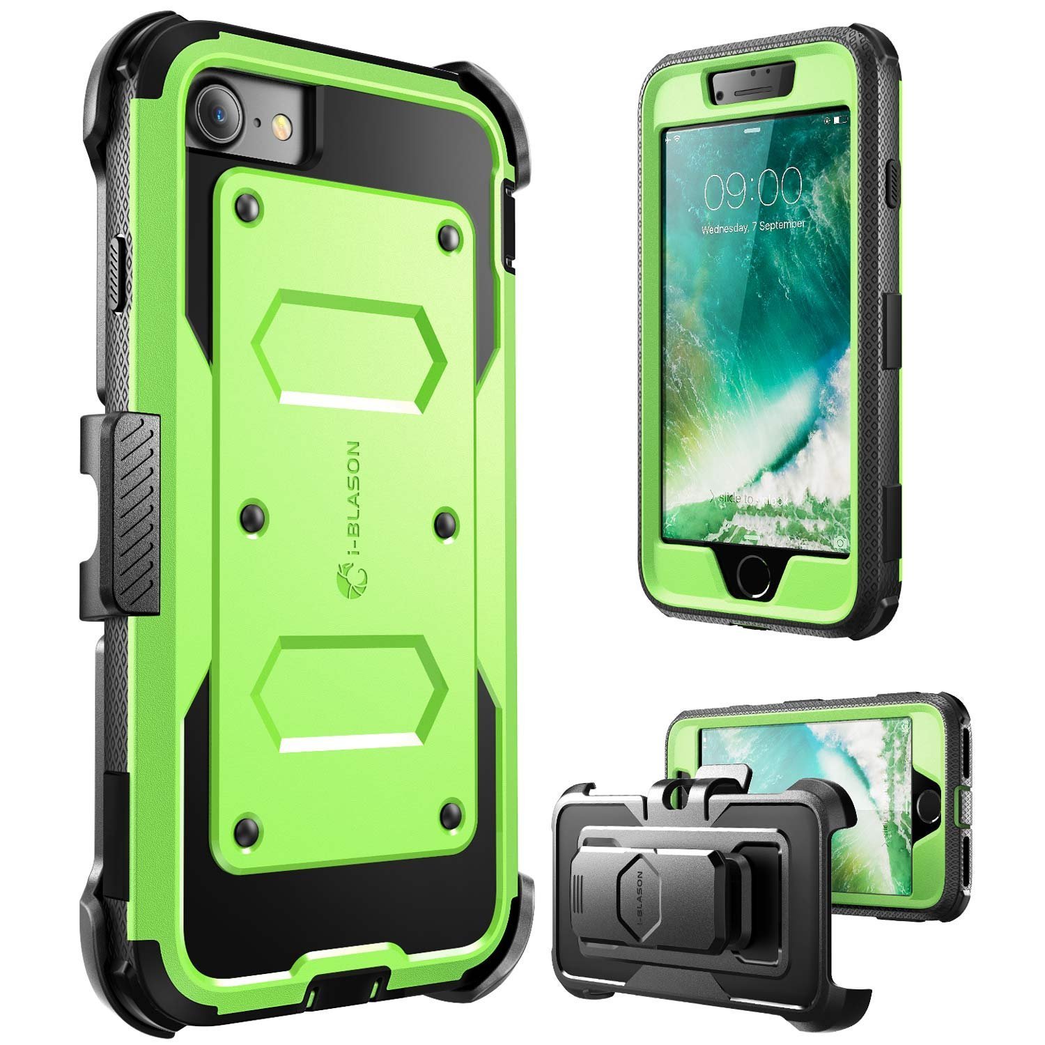 Iphone 7 Case, iPhone 8 Case, [Armorbox] i-Blason built in screen guard, Green