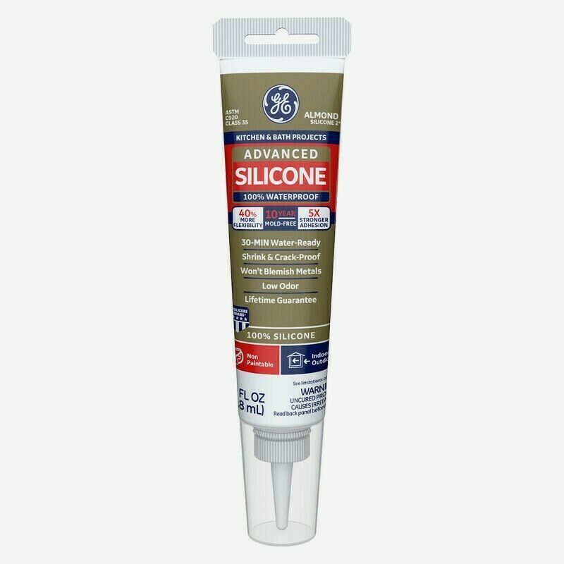 GE ADVANCED Silicone ALMOND Kitchen & Bath Caulk Sealant 2.8 oz Waterproof GE286