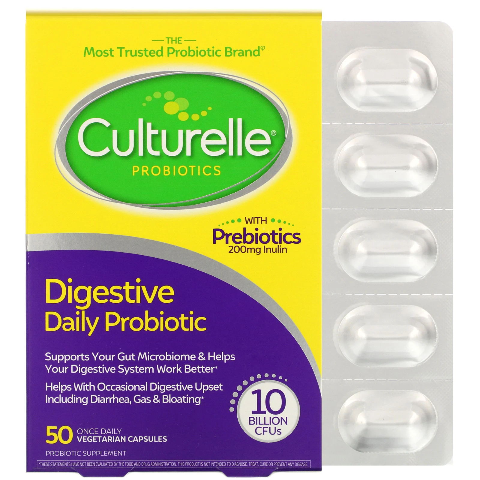 CULTURELLE Digestive Daily Probiotic 50 Vegetarian Capsules New 09/23 - $15.00