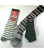 Lot of 3 Pair Womens Knee High Socks size 4-10 Pink Gray Black stripes L... - $12.86