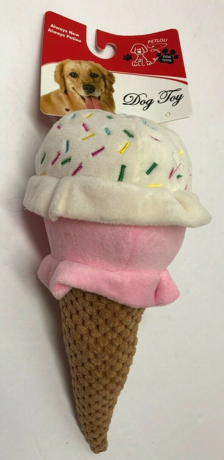 PetLou Pet Lou 10" Double Scoop ICE CREAM Cone Puppy Dog Plush Toy Toys