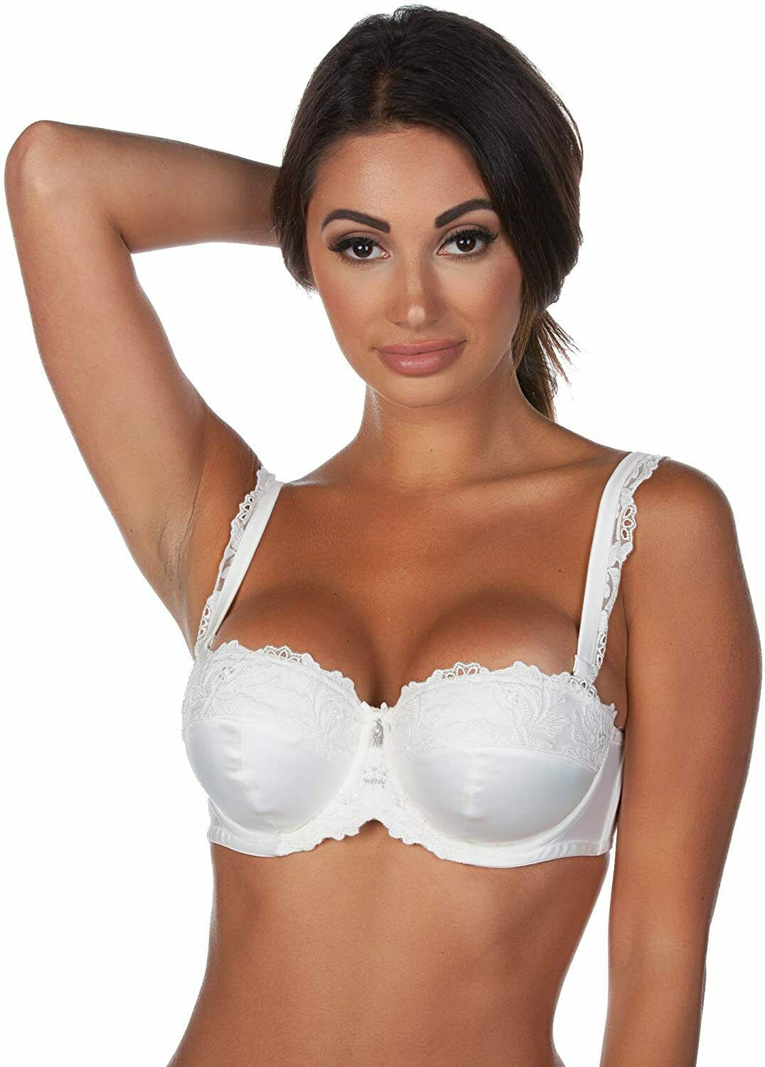 Panache Ivory Black Label Serenity Satin Bridal Strapless Bra Us 32j