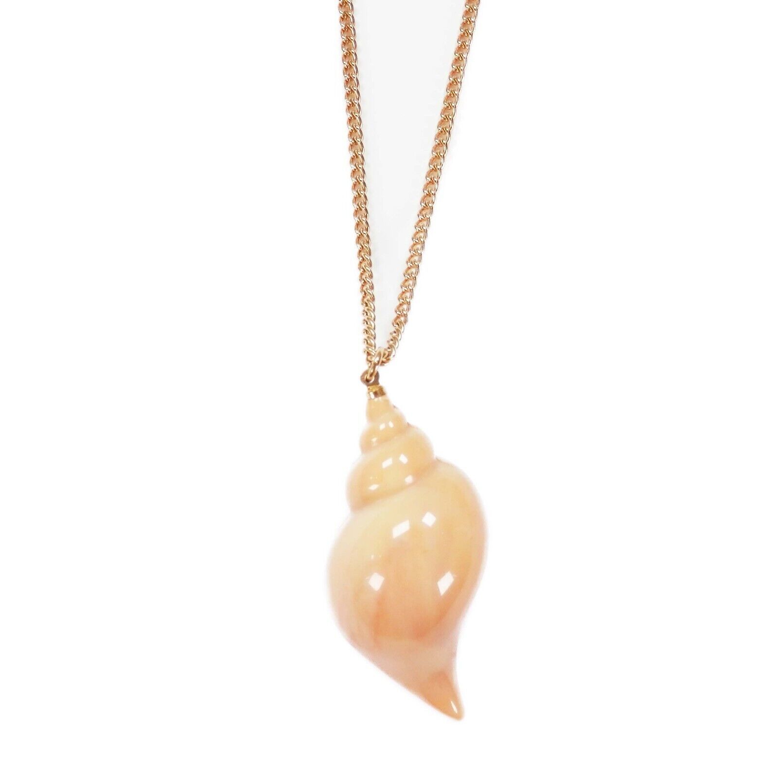 Primary image for Vintage Avon Large Faux Conch Seashell Pendant Necklace Peach Swirl Beach Ocean