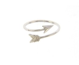 18K WHITE GOLD ARROW RING SMOOTH BRIGHT LUMINOUS DOUBLE WIRE MADE IN ITALY - $284.01
