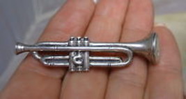TRUMPET HORN Musical Vintage Brooch Pin in Sterling Silver - 2 1/4 inche... - $45.00