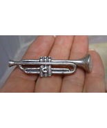 TRUMPET HORN Musical Vintage Brooch Pin in Sterling Silver - 2 1/4 inche... - $45.00