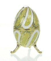 Green Faberge Egg Trinket Box &amp; music Handmade by Keren Kopal Crystals - $115.84