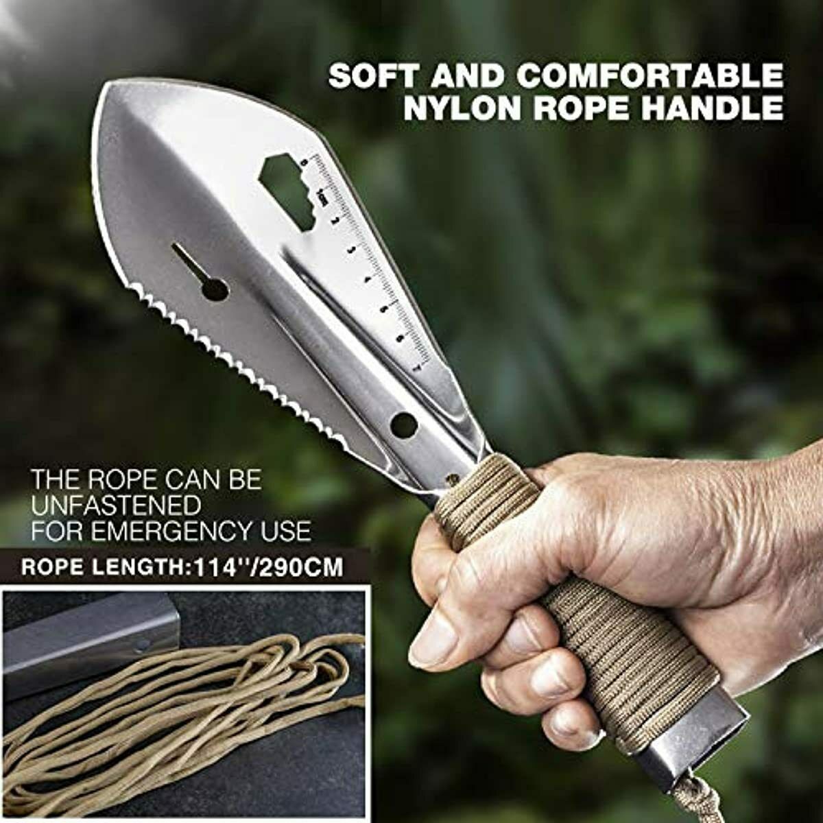 Small Ultralight Backpacking Trowel for Camping Hiking, 7 in 1 Backpac Belt Conveyors