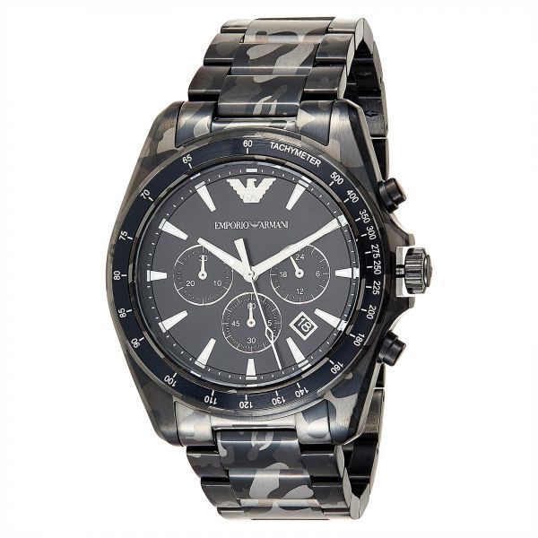 Emporio Armani AR11027 Men's Black Stainless Steel Watch - Wristwatches