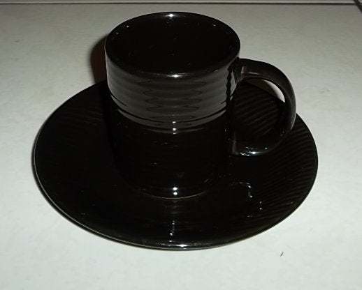 Gibson Black Color Collectible Houseware Cup & Saucer Set Stoneware Made In the  - $26.99