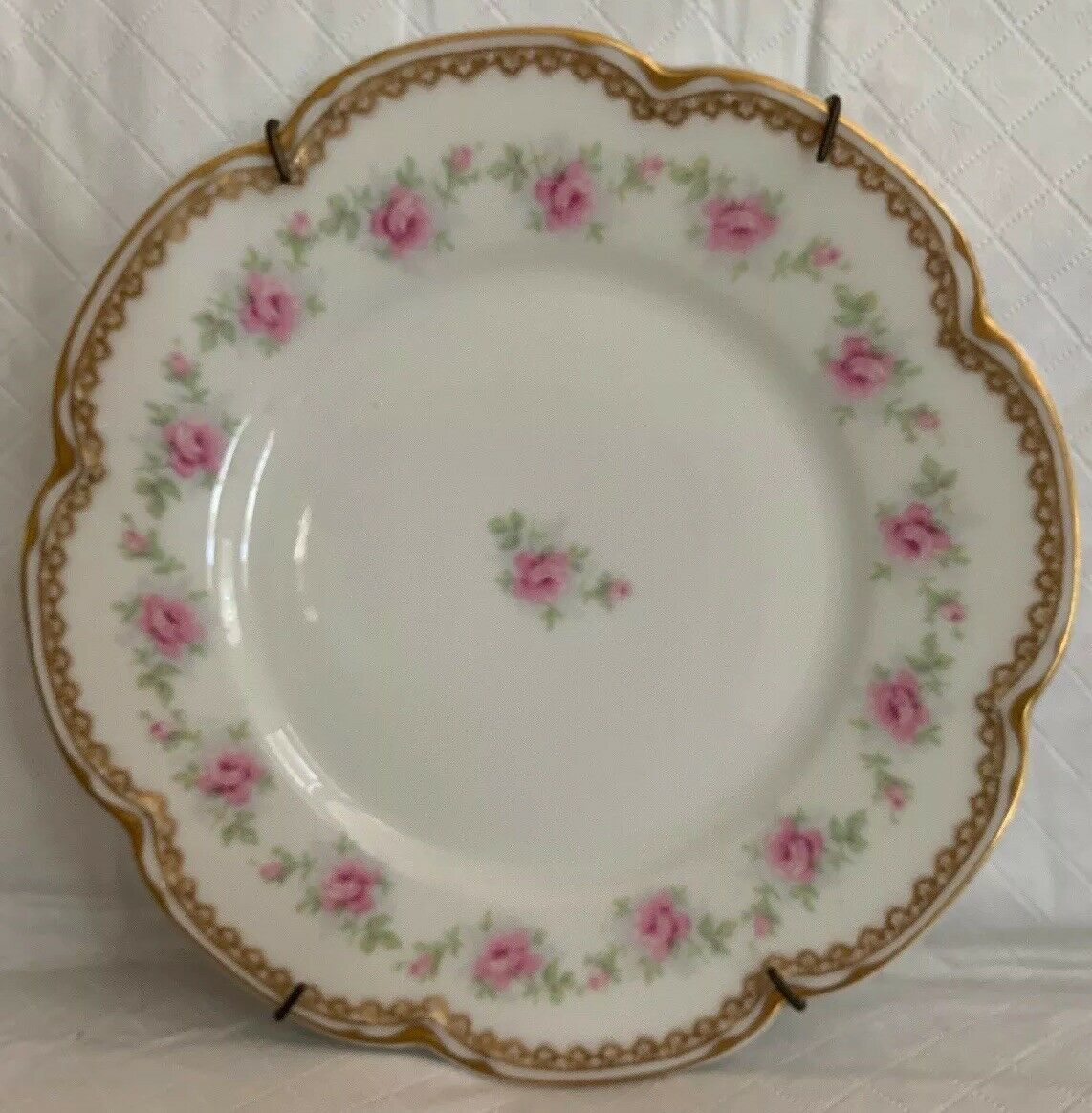 Theodore Haviland Limoges Roses Around Rim & In Center Gold Scalloped ...