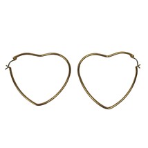 Avon Large Heart Shaped Hoop Earrings Gold Tone Valentines Day 1.75" - $14.60