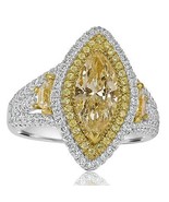 Marquise Shaped 2.66 Carat Light Yellow Diamond Engagement Ring 18k Whit... - $6,121.81