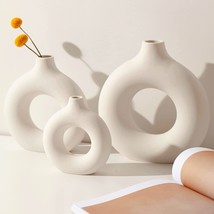 White Donut Vase | Vase Set Of 3 | Hollow Ceramic Vase | Pampas Grass Vase | - $56.95