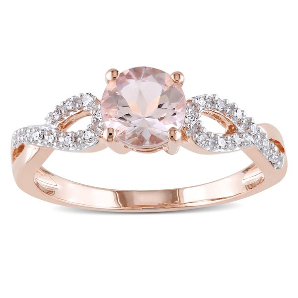 14k Rose Gold Over Silver Round Morganite and Diamond Infinity Engagement Ring