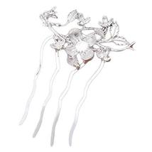 2 Pcs Vintage Silver Metal Side Comb Flower Leaves Chinese Style Wedding... - $17.89