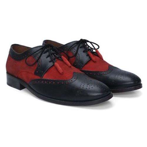 New Handmade Black Red Lace Up Suede Oxford Leather Dress Formal Shoes 2019