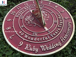  NauticalMart 40th Ruby 2022 Wedding Anniversary Large Sundial Gift Red image 4