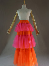 Rust Tiered Tulle Skirt Outfit High Waisted Layered Long Tulle Skirt Plus image 9