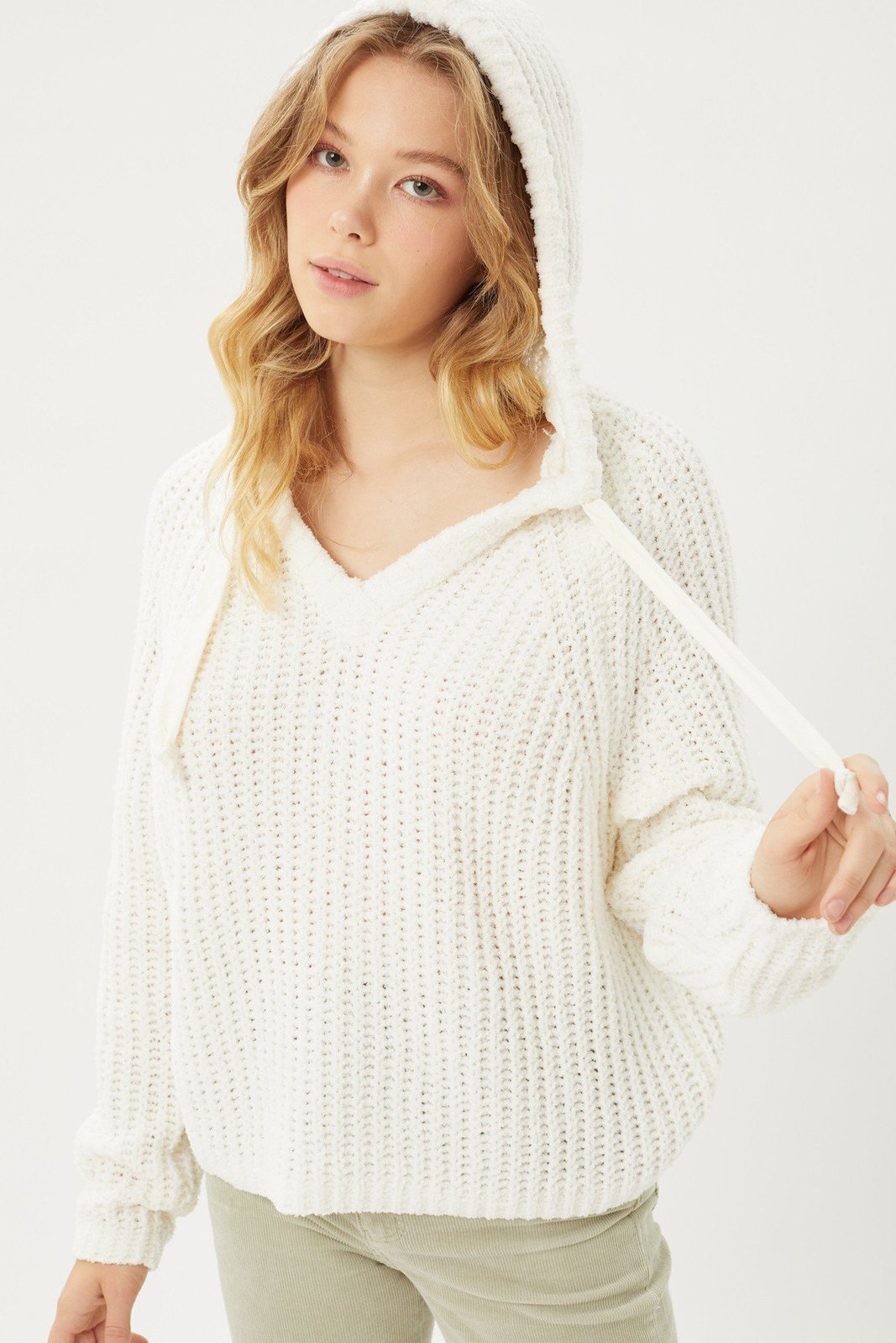 Pullover Hoodie Sweater Top Women Ivory