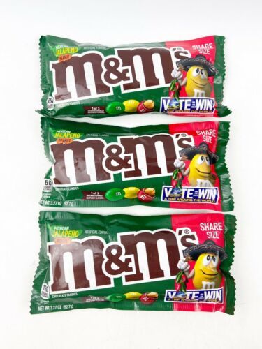 Three M&M’s MEXICAN JALAPENO Peanut Limited Edition 3.27 oz each BBD 11 ...