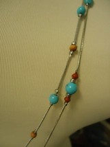 Avon 2 Set Necklace Turquoise color & silvertone 32" & 36", Excellent Used! - $9.75