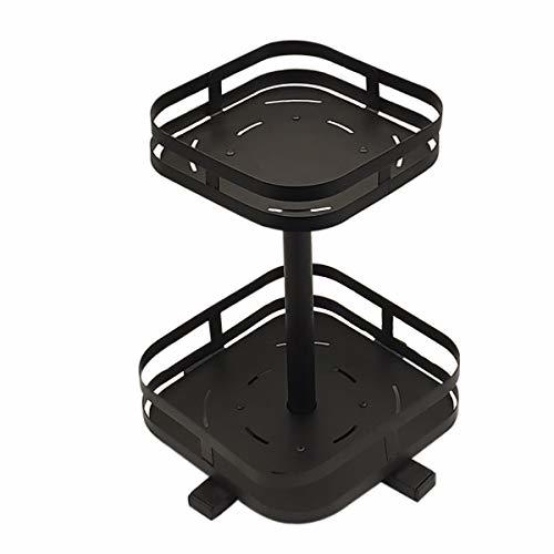 Whifea Collapsible Lazy Susan 2 Tier Black 360 Degree Rotatable Spice