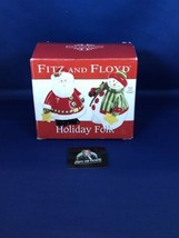 Fitz and Floyd 2009 Holiday Folk Santa &amp; Snowman Christmas Salt Pepper S... - $21.78