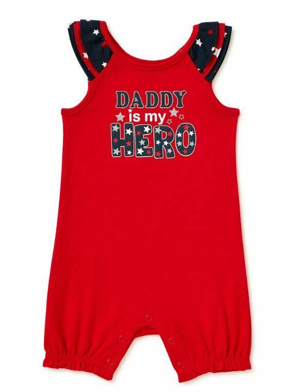 Way to Celebrate Baby Patriotic USA Daddy is My Hero Romper 12 Months 12M