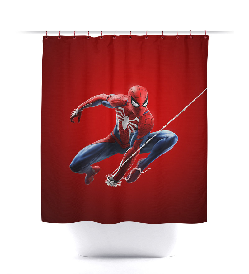 Marvel Spiderman Playstation Bath Room Shower Curtain Set Shower