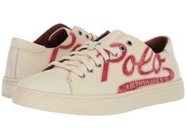 Ralph Lauren Red Lettering Polo Jermain Cream Leather Shoes Mn's New Heavy Nice - $119.99