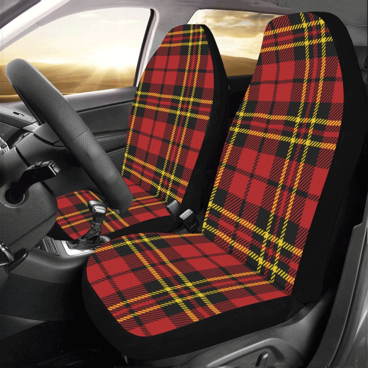 Simple Red Tartan Scottish Plaid Universal Fit Auto Drive Car Seat