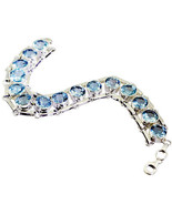 splendido braccialetto blu topazio 925 argento massiccio genuino facilme... - $159.67
