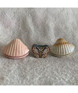 Vintage Lot of 3 Trinket Boxes Seashell Shaped and Butterfly  Jewelry Tr... - $23.15