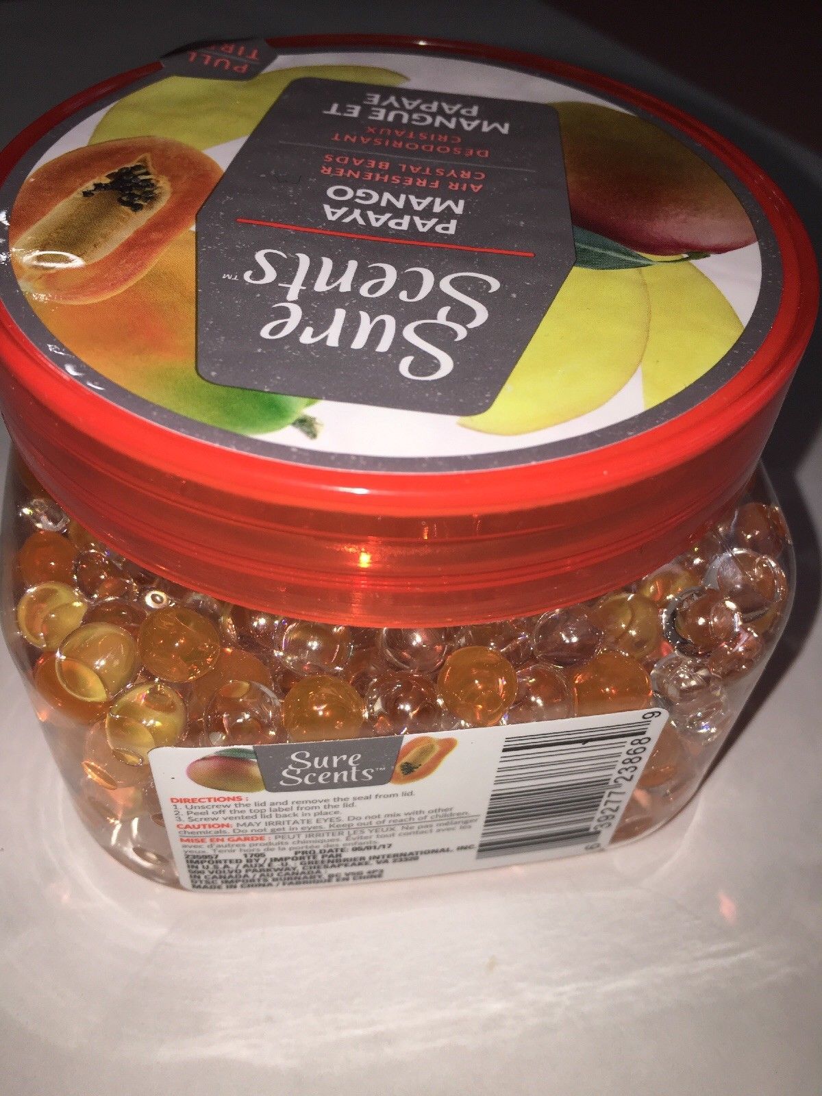 Sure Scents Papaya Mango Air Freshener Crystal Gel Beads Scented