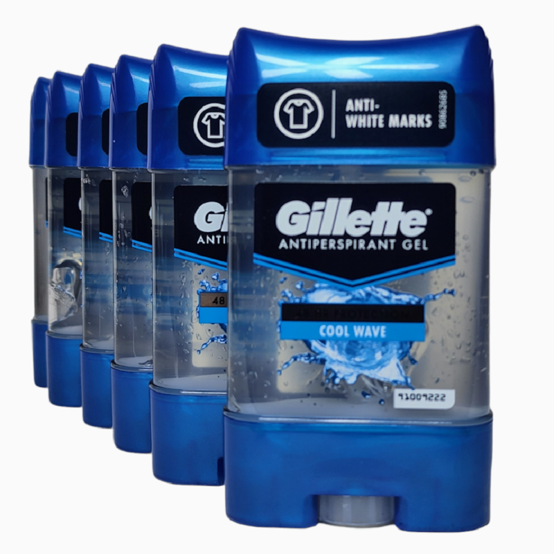 6 Pack GILLETTE COOL WAVE Deodorant Stick Antiperspirants 70ML Free
