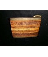 Vintage Belt Buckle Wood Design Slats with Brass Back Multi Tones - $24.99