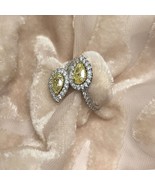 1.62CT Bypass Pear Natural Fancy Yellow Diamond Ring 14k White Gold - $3,563.01