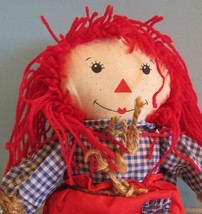 VINTAGE  RAGGEDY  ANN DOLL 12&quot; COUNTRY BLUE DRESS RED YARN BLUE DRESS - $16.20