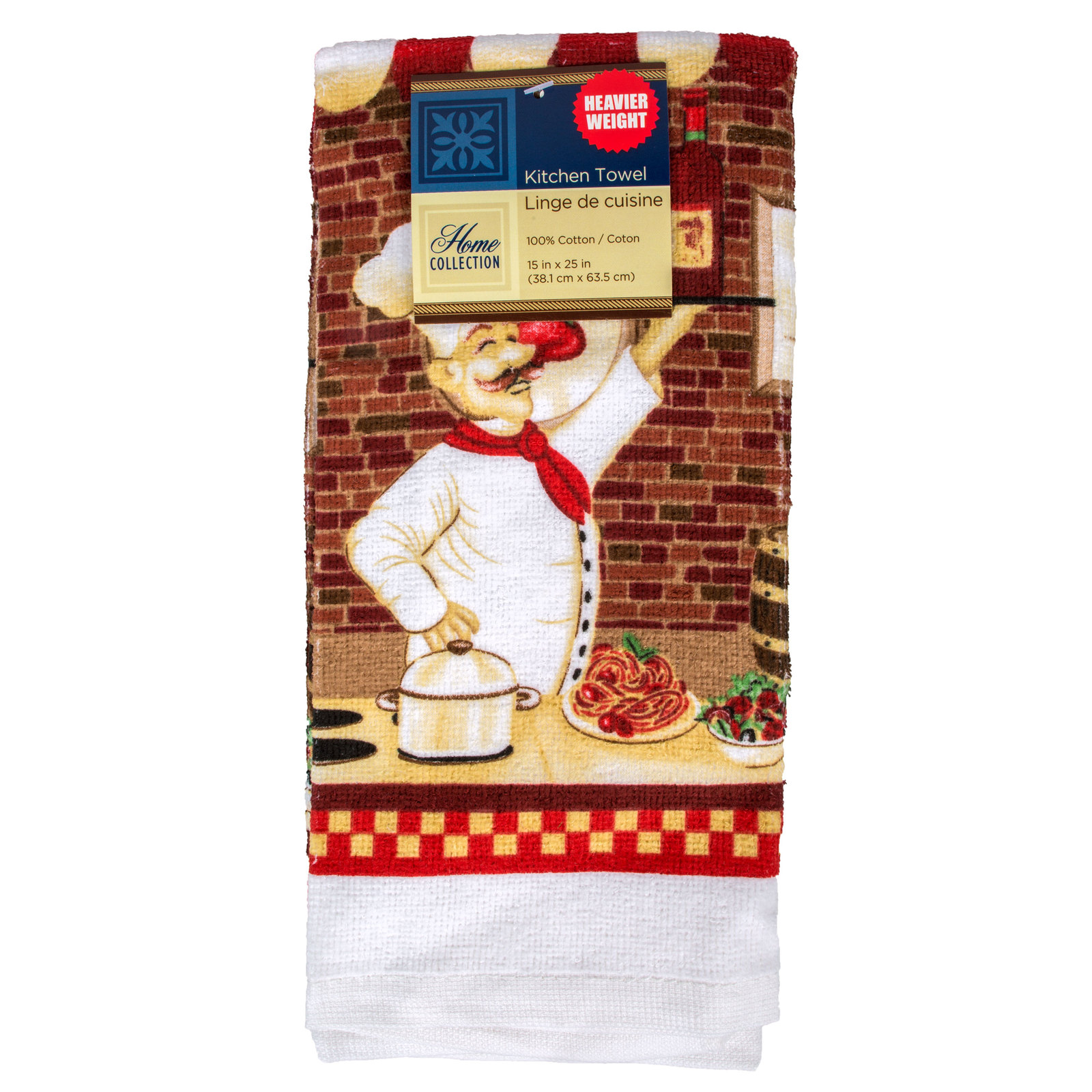 FAT CHEF KITCHEN TOWELS Set of 2 Tea Dish Towel Red Wine Bistro Cook